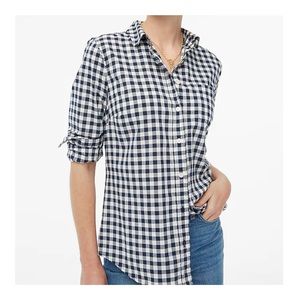 J. Crew Factory Navy and White Checkered Button Down Shirt